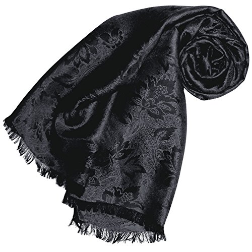 Lorenzo Cana Damen Schal schwarz black Luxustuch elegant gewebt in Damast Webung florales Paisleymuster aus Viskose mit Seide 55 cm x 190 cm - 8905888 von Lorenzo Cana