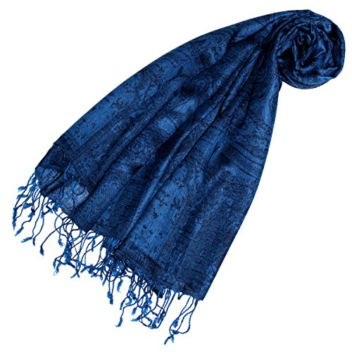 Lorenzo Cana Pashmina Damenschal Schaltuch hochwertig 70 cm x 180 cm Paisleymuster gewebt mittelblau 78147 von Lorenzo Cana