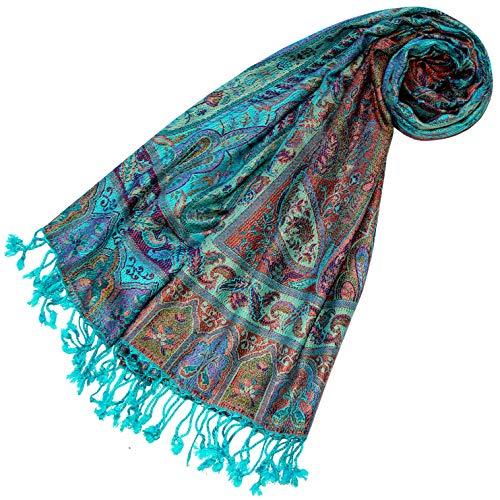 Lorenzo Cana - Pashmina Schal Schaltuch, Stola aus Naturfaser, opulentes Paisley Muster in harmonischen Farben, mit Fransen Damenschal Frauenschal, 70 x 200 cm - 78599 von Lorenzo Cana