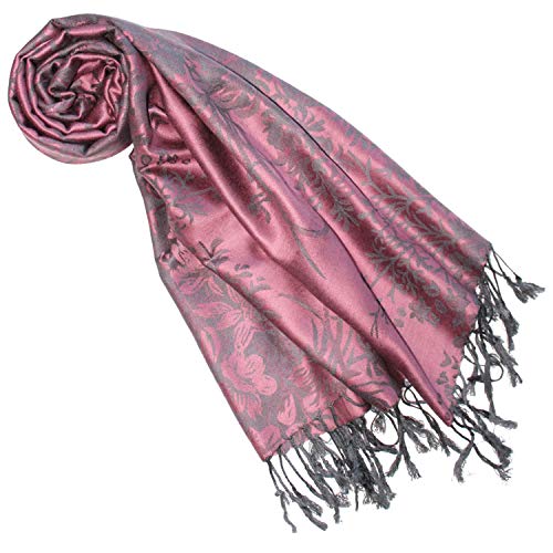 Lorenzo Cana Damen Designer Pashmina Markenschal Rosa floral gewebtes Blumenmuster Damastwebart 70 cm x 180 cm Schaltuch Schal Tuch mit Fransen 9323777 von Lorenzo Cana