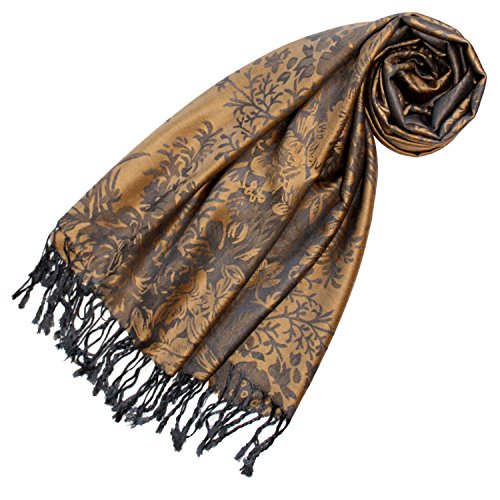 Lorenzo Cana Damen Designer Pashmina hochwertiger Markenschal floral gewebtes Blumen Muster Damast Webart Braun Töne 70 cm x 180 cm Modal Schaltuch Schal Tuch Jacquard - 93235 von Lorenzo Cana