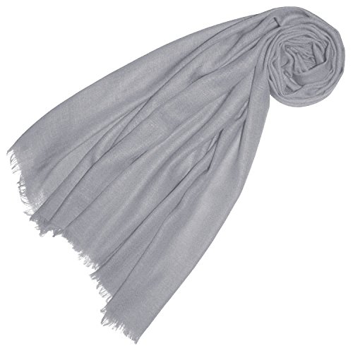 Lorenzo Cana Damen Pashmina Schal Schaltuch 100% Kaschmir leicht kuschelweich Kaschmirschal Kaschmirtuch Kaschmirpashmina einfarbig grau 78357 von Lorenzo Cana