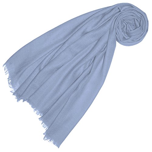 Lorenzo Cana Damen Pashmina Schal Schaltuch 100% Kaschmir leicht kuschelweich Kaschmirschal Kaschmirtuch Kaschmirpashmina einfarbig hellblau 78308 von Lorenzo Cana