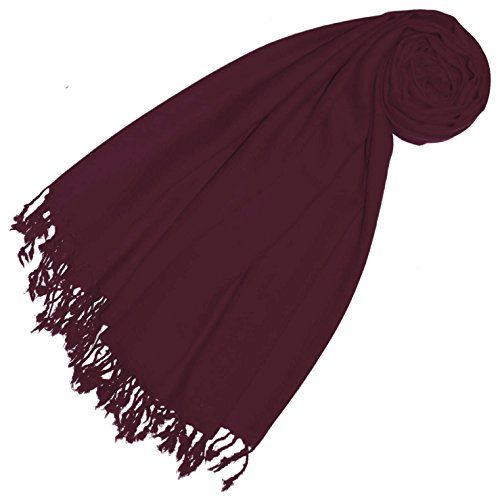 Lorenzo Cana Damen Pashmina Schal Schaltuch 50% Kaschmir 50% Wolle Stola Tuch Umschlagtuch Uni Schal Tuch einfarbig rot dunkelrot 78525 von Lorenzo Cana