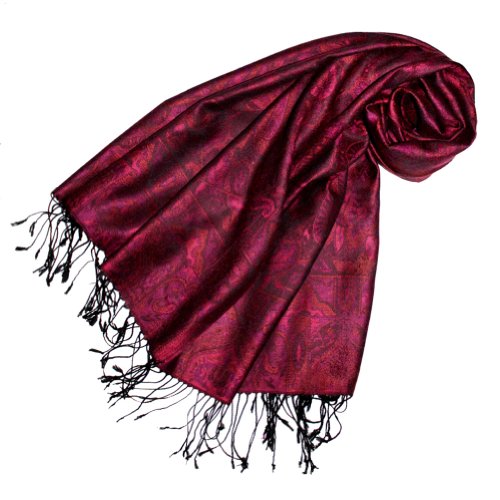 Lorenzo Cana Damen Pashmina Schal Schaltuch Stola Umschlagtuch opulentes Muster in harmonischen Rot Farben mit Fransen 70 cm x 180 cm, 100% Modal - 78105 von Lorenzo Cana