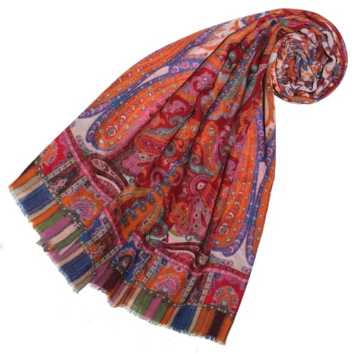 Lorenzo Cana - Damen Pashmina Schal Schaltuch aus weicher Wolle vom Merino Lamm Paisley Muster mehrfarbig bunt 70 cm x 180 cm Wollschal Wolltuch 78667 von Lorenzo Cana