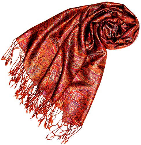 Lorenzo Cana Damen Pashmina Schal Schaltuch jacquardgewebt 100% Seide 70 cm x 190 cm Paisleymuster Seidenschal Seidentuch Seidenpashmina in harmonischen Farben 7808788 von Lorenzo Cana