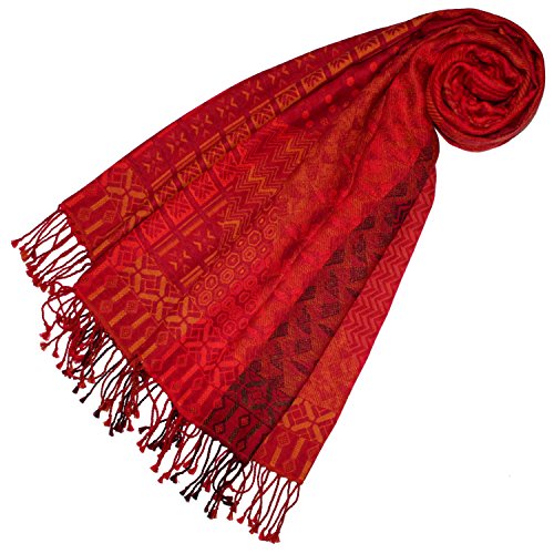 Lorenzo Cana Damen Pashmina Schaltuch aus 90% Baumwolle mit 10% Wolle Stola Damenschal Naturfaser Schal Markenschal Fransen gewebt 70 cm x 180 cm - 78515 von Lorenzo Cana