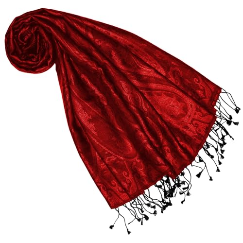 Lorenzo Cana Damen Pashminaschal Schaltuch jacquardgewebt 100% Seide Paisleymuster Roter Seidenschal Seidentuch Ton in Ton 7861033 von Lorenzo Cana