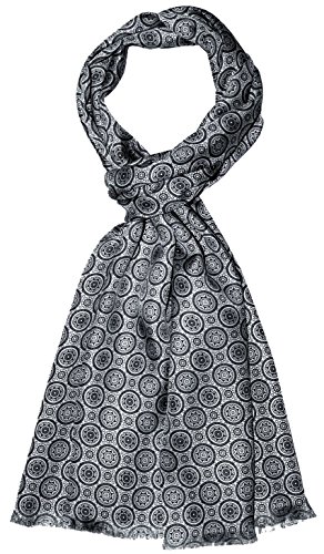 Lorenzo Cana Damen Schal 100% Seide in harmonischen grau silber schwarz Farben bedruckt doppellagig Seidenschal Seidentuch Tuch modischer Style 30 cm x 160 cm - 89202 von Lorenzo Cana
