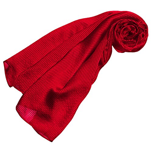 Lorenzo Cana Damen Seidenschal aufwändig gewebt mit feinen Satin Streifen leichter Schal 100% Seide 50 cm x 190 cm Schaltuch rot - 89106 von Lorenzo Cana