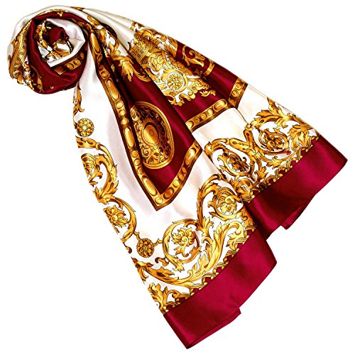 Lorenzo Cana Damen Seidentuch rot gold weiss Barocktuch 100% Seide 100 cm x 100 cm harmonische Farben Damentuch Schaltuch 8901088 von Lorenzo Cana