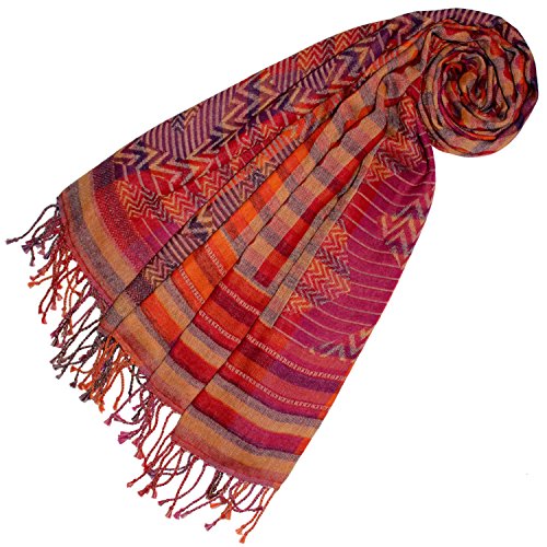 Lorenzo Cana Damenschal Pashmina Schaltuch aus 90% Baumwolle mit 10% Wolle Stola Damenschal Naturfaser Schal Markenschal Fransen gewebt 70 x 180 cm 78514 von Lorenzo Cana