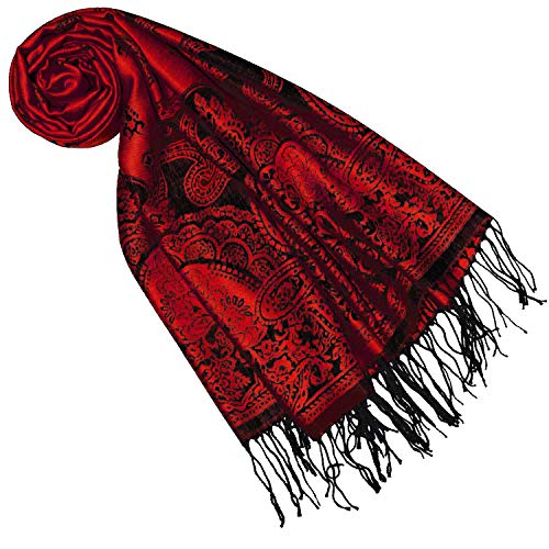 Lorenzo Cana Designer Pashmina Damen Markenschal gewebtes Pasielymuster Damastwebart Rot 70 cm x 180 cm Naturfaser Modal Schaltuch Schal Tuch Jacquard 9331677 von Lorenzo Cana