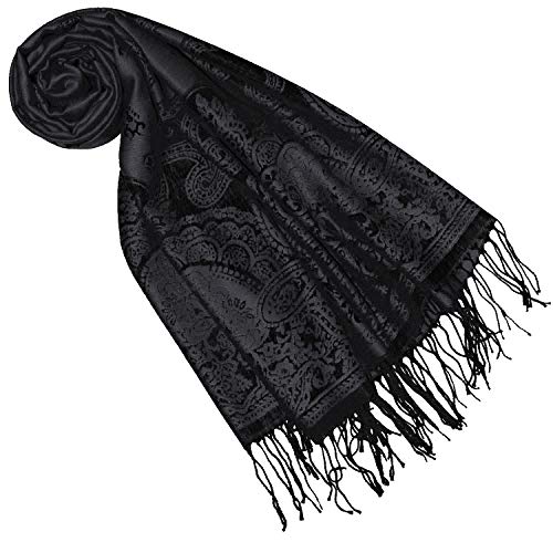 Lorenzo Cana Designer Pashmina Markenschal gewebtes Pasiely Muster Damast Webart 70 cm x 180 cm Naturfaser Modal Schaltuch Schal Tuch Jacquard grau 9331777 von Lorenzo Cana