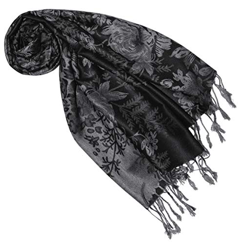 Lorenzo Cana Designerpashmina Marken Damenschal floral gewebtes Blumenmuster Damastwebart 70 cm x 180 cm Naturfaser Modal Schaltuch mit Fransen9328977 von Lorenzo Cana