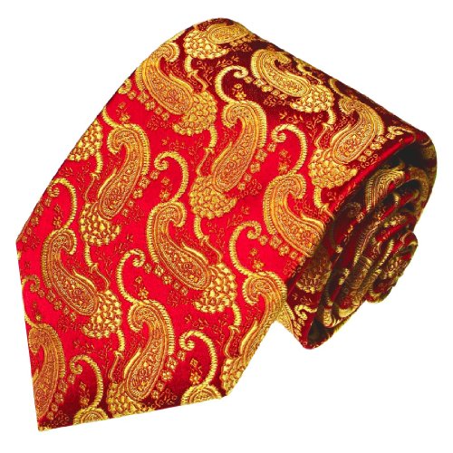 Lorenzo Cana EXTRALANGE Paisleykrawatte 100% Seide in den Farben Rot und Gold - 8418299 von Lorenzo Cana