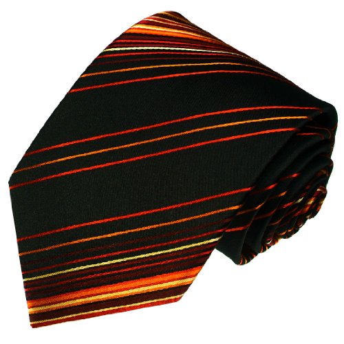 Lorenzo Cana - Exklusive Seidenkrawatte - orange schwarz rot gestreift Streifen Krawatte aus 100% Seide - 36027 von Lorenzo Cana