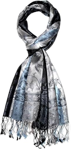 Lorenzo Cana Herren Schal Schaltuch Silber Graublau 100% Seide - 70 cm x 190 cm Paisleymuster Seidenschal Seidentuch 780521133 von Lorenzo Cana