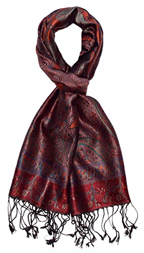 Lorenzo Cana - Herren Seidenschal Schal 100% Seide jacquard gewebt harmonische Farben mit Fransen 35 cm x 160 cm Paisleymuster Seidentuch 7818811 von Lorenzo Cana