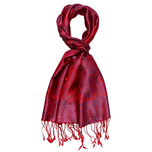 Lorenzo Cana - Herren Seidenschal Schal 100% Seide jacquard gewebt harmonische rot Farben mit Fransen 35 cm x 160 cm Paisley Muster Seidentuch 7818511 von Lorenzo Cana