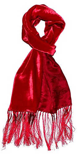 Lorenzo Cana - Herren Wendeschal Double Face rot - Vorderseite Samt aus Seide - Rückseide florales Muster in Damastwebart 30 cm x 200 cm - 8909311 von Lorenzo Cana