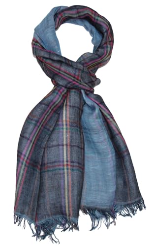 Lorenzo Cana Herrenschal Leinenschal Wendeschal Double Face 100% Leinen 55 x 190 cm Naturfaser Bunt Hellblau Mehrfarbig 7868911 von Lorenzo Cana