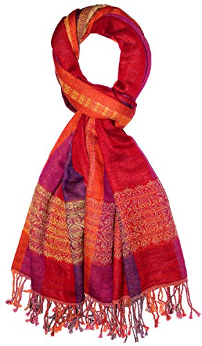 Lorenzo Cana Herrenschal Schaltuch aus 90% Baumwolle mit 10% Wolle Naturfaserschal Markenschal mit Fransen gewebter Männerschal in Rot Tönen 70 cm x 180 cm - 7851311 von Lorenzo Cana