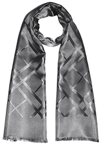Lorenzo Cana Herrenschal aus 100% Seide aufwändig jacquard gewebter Damast Seidenschal Seidentuch Tuch silber-grau 25 cm x 160 cm 8921111 von Lorenzo Cana