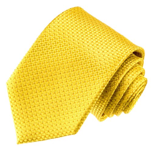 Lorenzo Cana - Krawatte aus 100% Seide - Gelb Goldgelb kleines Karo Muster - Handgefertigt - 84508 von Lorenzo Cana