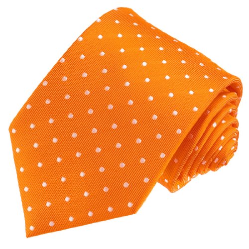 Lorenzo Cana - Luxuriöse Marken Krawatte Orange - Punkte Weiss, Seidenkrawatte Markenkrawatte 100% Seide gepunktet - 8454577 von Lorenzo Cana