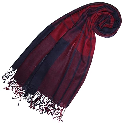 Lorenzo Cana Luxus Damen Pashmina Schal Schaltuch 50% Kaschmir 50% Wolle Stola Tuch Damenschal Damentuch Blau Ocker Rot 78651 von Lorenzo Cana