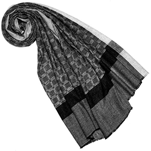 Lorenzo Cana Luxus Damen Pashminaschal Schaltuch 100% Kaschmir Kaschmirschal Wolltuch Naturfaser Damenschal Schwarz Grau 7855477 von Lorenzo Cana