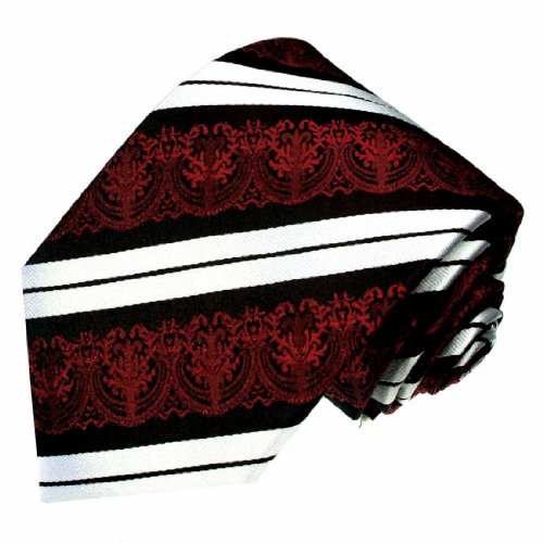 Lorenzo Cana - Luxus Designer Krawatte aus 100% Seide - Barock Seidenkrawatte Rot Schwarz Weiss Streifen Barock - 84214 von Lorenzo Cana