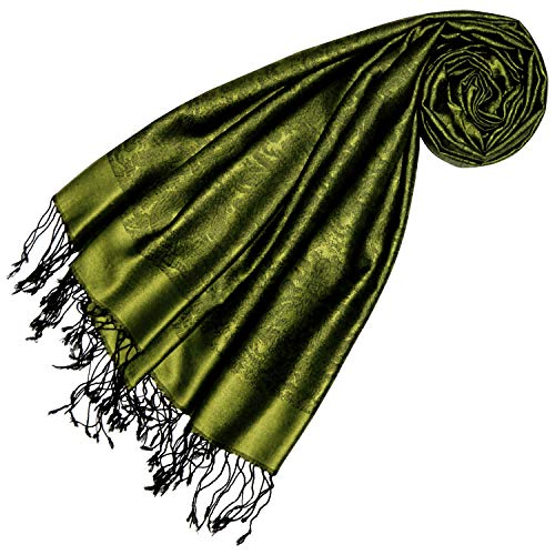 Lorenzo Cana Luxus Frauen Pashmina 70% Seide 30% Viskose mit Paisley Muster Schaltuch 70 cm x 190 cm zweifarbig grün Schal Stola Damenschal Damen 78619 von Lorenzo Cana