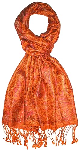 Lorenzo Cana Luxus Herren - Schal Schaltuch jacquard gewebt 100% Seide Paisley Muster Seidenschal Seidentuch Orange Pink 7865311 von Lorenzo Cana