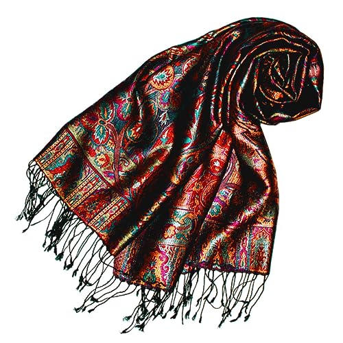 Lorenzo Cana Luxus Pashmina Damen Schal Schaltuch jacquard gewebt 100% Seide 70 x 190 cm Paisley Muster Seidenschal Seidentuch Seidenpashmina harmonische Farben von Lorenzo Cana