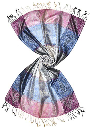 Lorenzo Cana Pashmina Damen - Schal Schaltuch jacquard gewebt 100% Seide Paisley Muster Seidenschal Seidentuch Hellblau Rosa 78640 von Lorenzo Cana