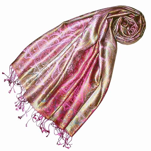 Lorenzo Cana Luxus Pashmina Damen - Schal Schaltuch jacquard gewebt 100% Seide Paisley Muster Seidenschal Seidentuch Pastelltöne 78655 von Lorenzo Cana