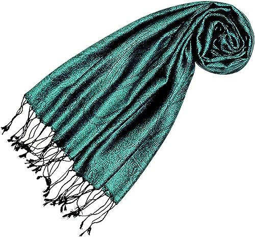 Lorenzo Cana Luxus Pashmina Damen - Schal Schaltuch jacquard gewebt 100% Seide Paisley Muster Seidenschal Seidentuch Petrol Ton in Ton 78614 von Lorenzo Cana