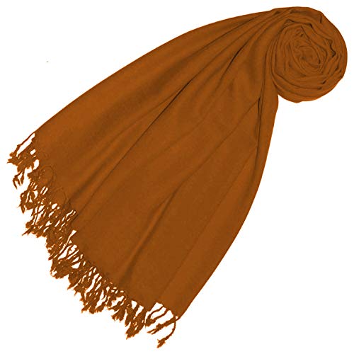 Lorenzo Cana Luxus Pashmina Damenschal Schaltuch aus 50% Kaschmir 50% Wolle vom Merinolamm Wolle Kaschmirschal Wollschal Damenschal Ocker Braun 78569 von Lorenzo Cana