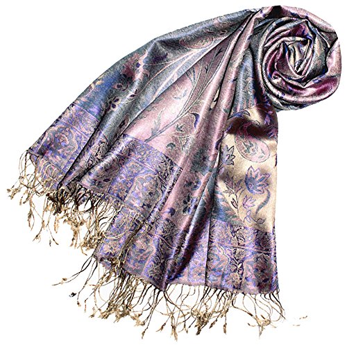 Lorenzo Cana Luxus Pashmina Damenschal Schaltuch jacquard gewebt 100% Seide 70 x 190 cm Paisley Muster Seidenschal Seidentuch Seidenpashmina harmonische Farben 78083 von Lorenzo Cana