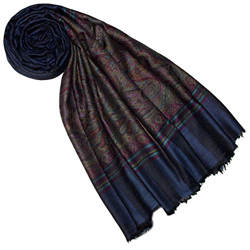 Lorenzo Cana Luxus Pashmina Schal Schaltuch 100% Kaschmir Kaschmirschal Kaschmirtuch Damenschal Gewebt Mehrfarbig, Paisleymuster-schwarz-bunt, 70 x 200 cm von Lorenzo Cana