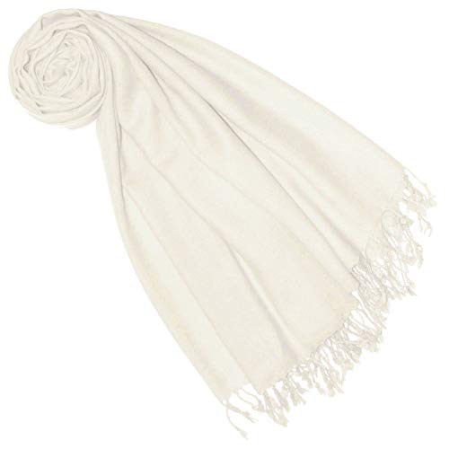 Lorenzo Cana Luxus Pashmina Frauen Schal Schaltuch 50% Kaschmir 50% Wolle vom Merino Lammwolle Kaschmirschal Wollschal Damenschal Frauenwollschal Ivory Creme Weiss 7838777 von Lorenzo Cana