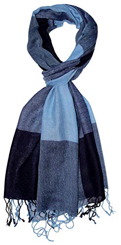 Lorenzo Cana Luxus Schal Schaltuch 50% Kaschmir 50% Wolle vom Merino-Lamm Wolle Kaschmirschal Gewebt Herrenschal Männerschal, Kariert-hellblau-dunkelblau, 70 x 180 cm von Lorenzo Cana