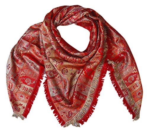 Lorenzo Cana Luxus Seiden - Stola Tuch Schaltuch jacquard gewebt 100% Seide Paisley Muster Pashmina Seidenschal Seidentuch Rot 78574 von Lorenzo Cana