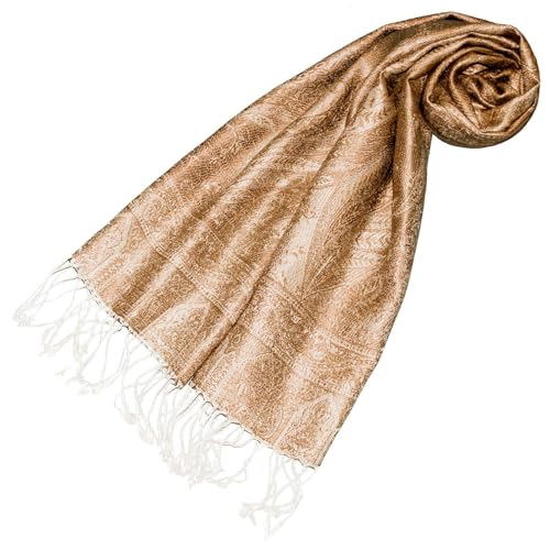 Lorenzo Cana Luxus Seidenschal Frauen Schal 100% Seide gewebt Damenschal elegant Paisley Muster Hellbraun Rehbraun 78682 von Lorenzo Cana