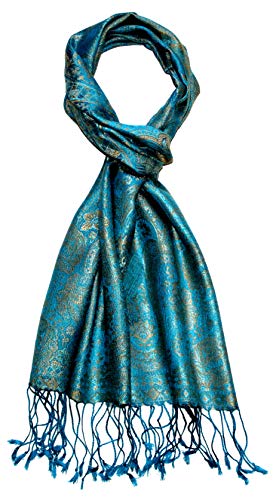 Lorenzo Cana Luxus Seidenschal für Männer Schal 100% Seide gewebt Herrenschal elegant Paisley Muster Türkis Gold 7864611 von Lorenzo Cana