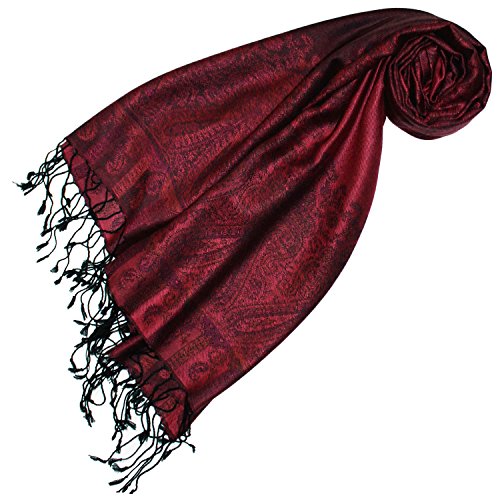 Lorenzo Cana Marken Damen Pashmina Schal Schaltuch Stola Umschlagtuch opulentes Muster in harmonischen Farben mit Fransen 70 cm x 180 cm 100% Modal 7815888 von Lorenzo Cana