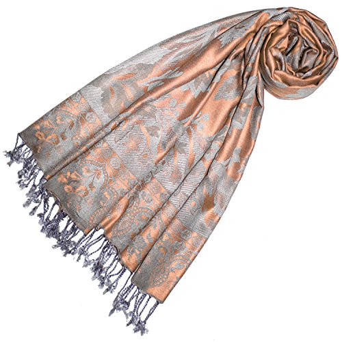 Lorenzo Cana Marken Pashmina Damen Schal Schaltuch Stola Umschlagtuch Naturfaser opulentes Muster in harmonischen Farben mit Fransen 70 x 200 cm von Lorenzo Cana